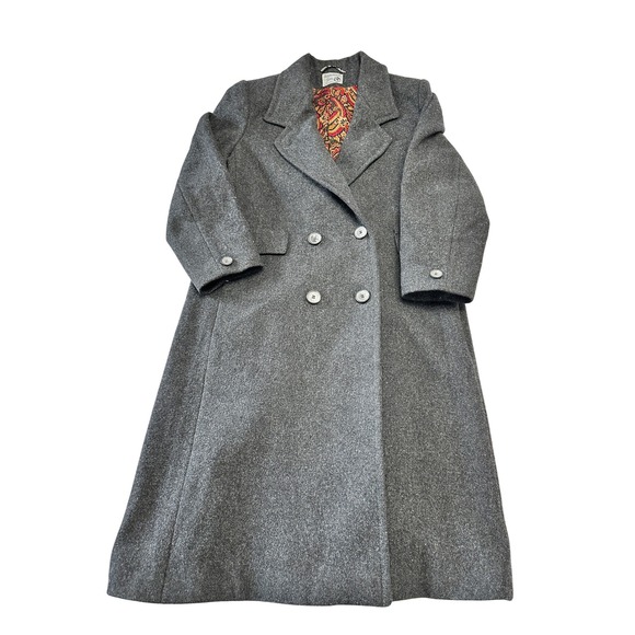 Vintage 70s International Scene Wool Gray Long Top Coat Over Coat Women's - Picture 1 of 12
